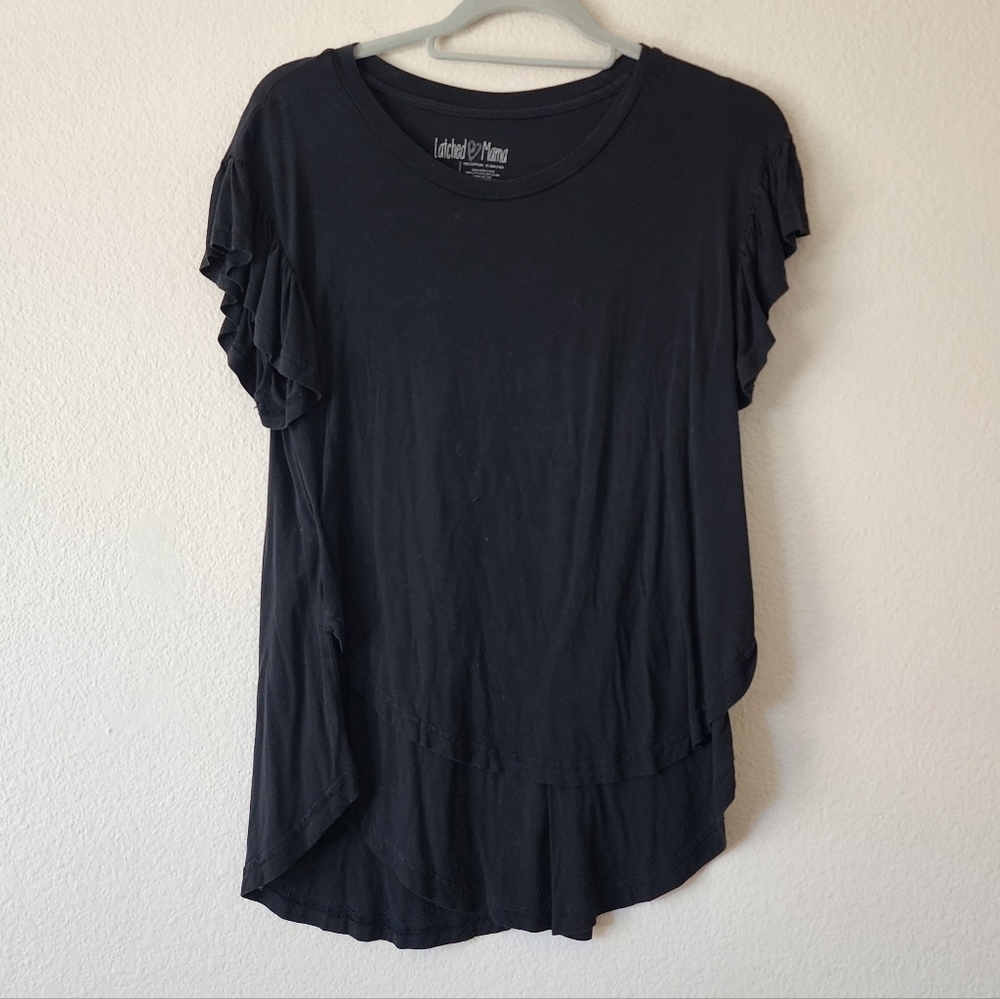 Latched Mama Black Layered Nursing Top S